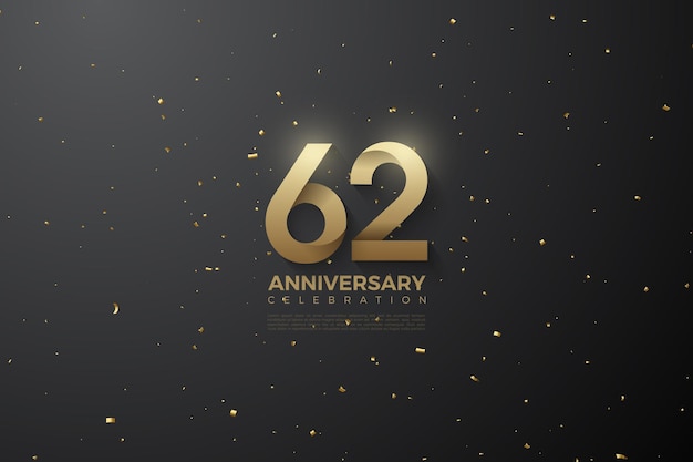 Celebrazione del 62° anniversario con illustrazione della piega della carta sotto forma di numeri.