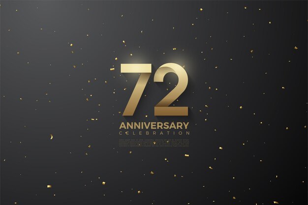 Celebrazione del 72° anniversario con illustrazione di figure di carta.