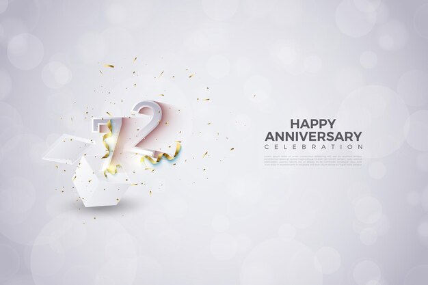 Celebrazione del 72° anniversario con numeri che fuoriescono dalle scatole regalo.