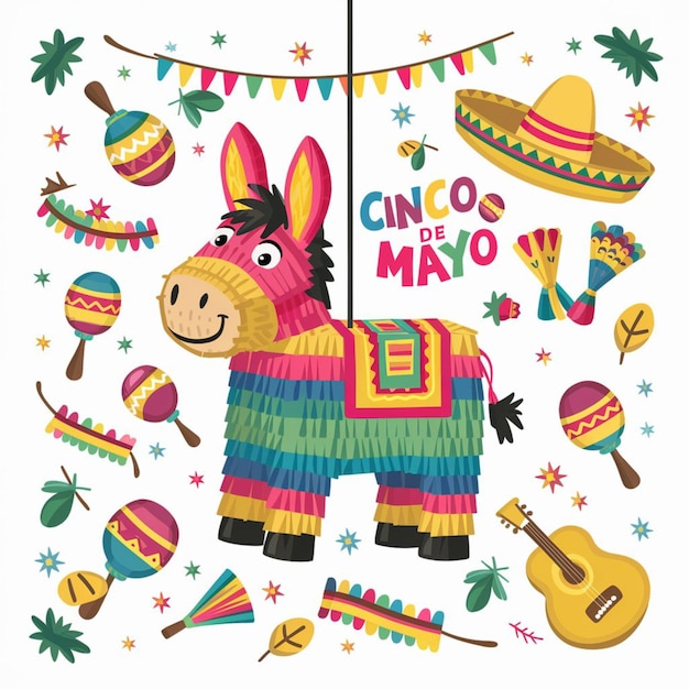 Celebrazione del Cinco de Mayo illustrata in stile cartone animato