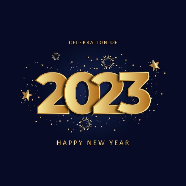 celebrazione del felice anno nuovo 2023 poster di auguri in oro