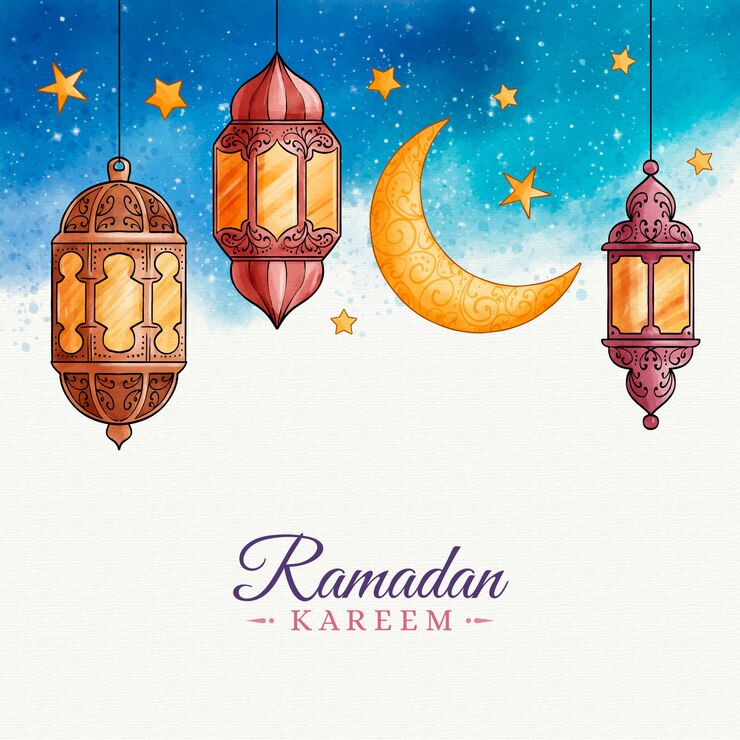 Vettore celebrazione del ramadan di disegno dell'acquerello