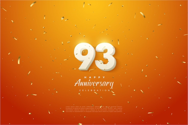 celebrazione dell'anniversario con numeri 3D bianchi puri per il 93° anniversario
