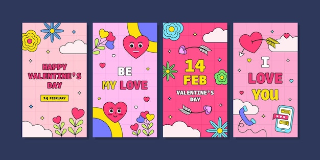 celebrazione della festa di San Valentino raccolta di modelli di storie di social media