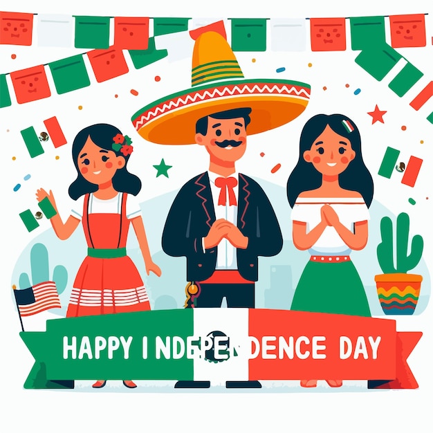 Celebrazione della Giornata dell'Indipendenza del Messico disegno illustrativo vettoriale