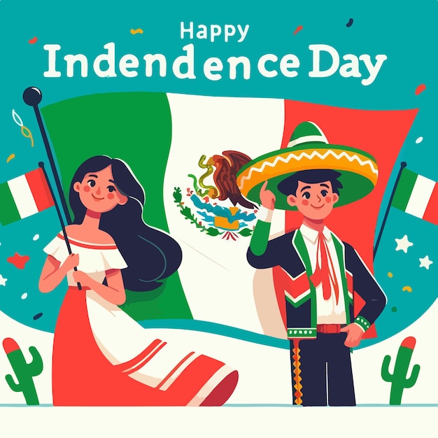 Celebrazione della Giornata dell'Indipendenza del Messico disegno illustrativo vettoriale