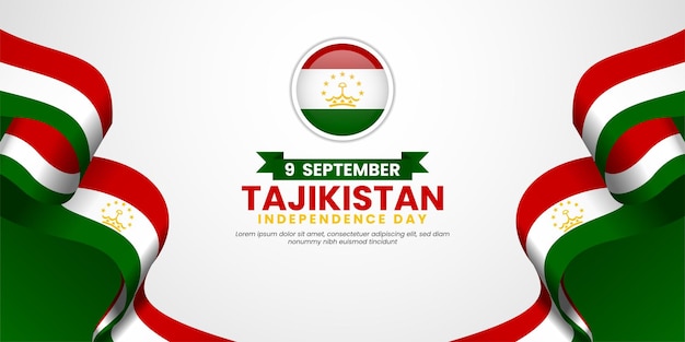 Celebrazione della Giornata dell'Indipendenza del Tagikistan Disegno con bandiera a nastro ondulato