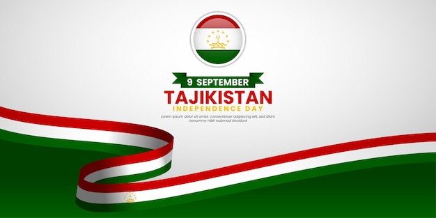 Celebrazione della Giornata dell'Indipendenza del Tagikistan Disegno con bandiera a nastro ondulato
