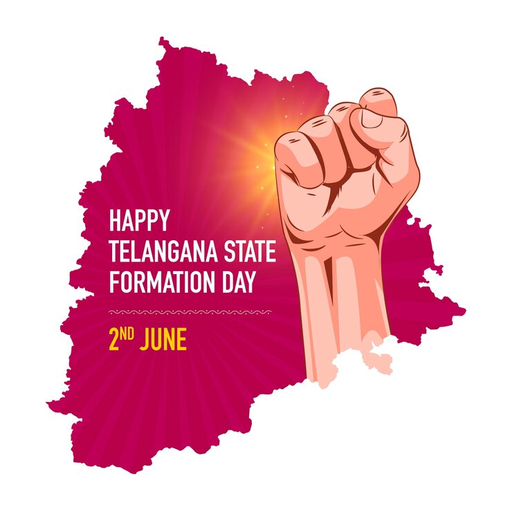 Vettore celebrazione della giornata di formazione dello stato di telangana mano della rivoluzione