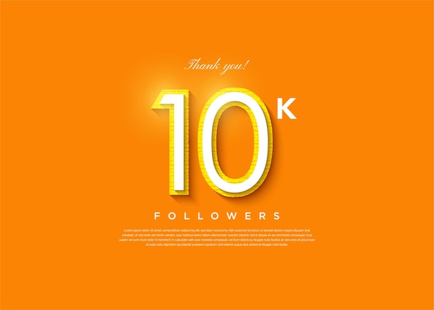 Celebrazione di 10k seguaci su sfondo arancione disegno vettoriale premium