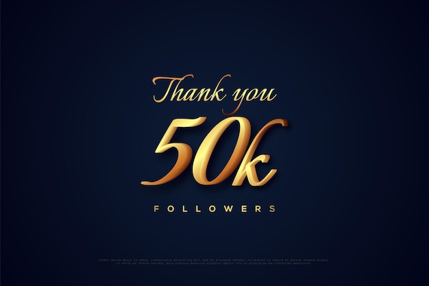 Celebrazione di 50.000 follower con numeri 3d fluidi.