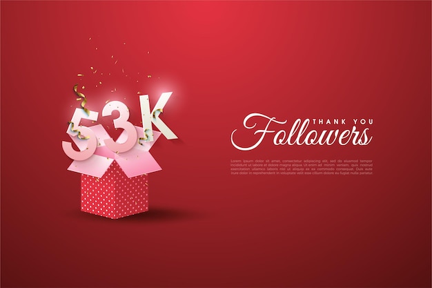 Celebrazione di 53k follower con decorazione realistica della confezione regalo