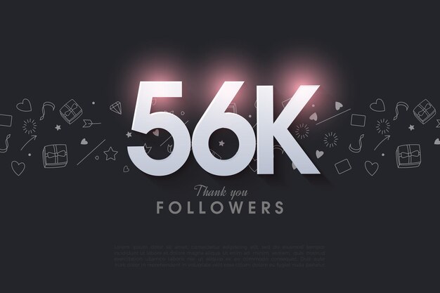 Celebrazione di 56k seguaci con il classico sfondo di doodle murale