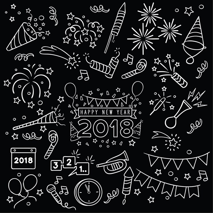 Vettore celebrazione di capodanno disegnata a mano