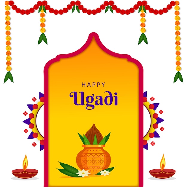 Celebrazione di Ugadi Vacanza indiana Immagine vettoriale