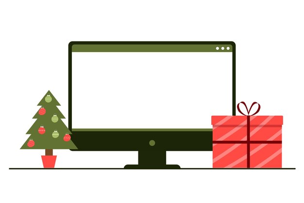 Celebrazione online dell'albero di Natale del laptop
