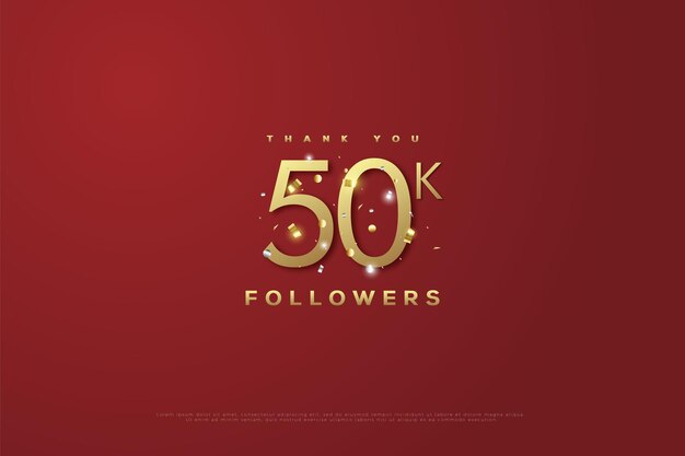 celebrazione per 50k follower con sfondo glitter oro lucido.