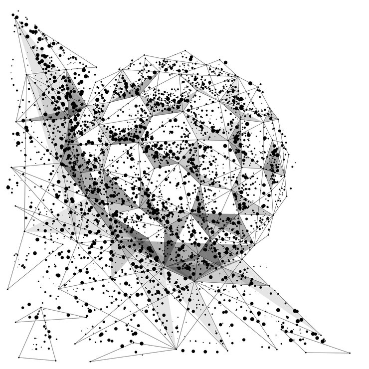 Vettore cellula uovo femminile. illustrazione vettoriale nera isolata in stile low-poly su sfondo bianco.