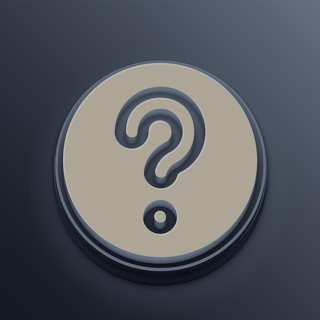 Cement Tone 3D Question Bubble Icon con sfondo grigio modificabile