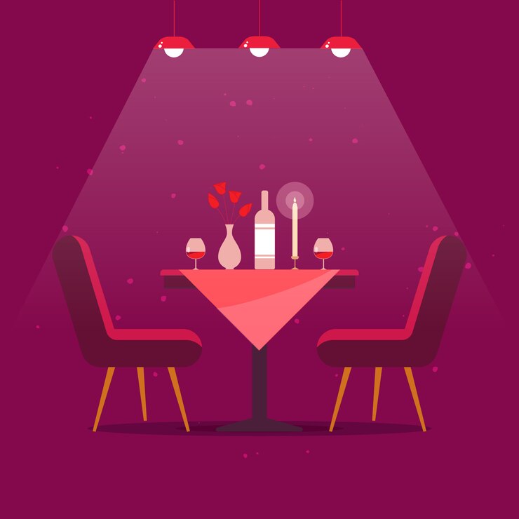 Cena romantica una coppia di innamorati