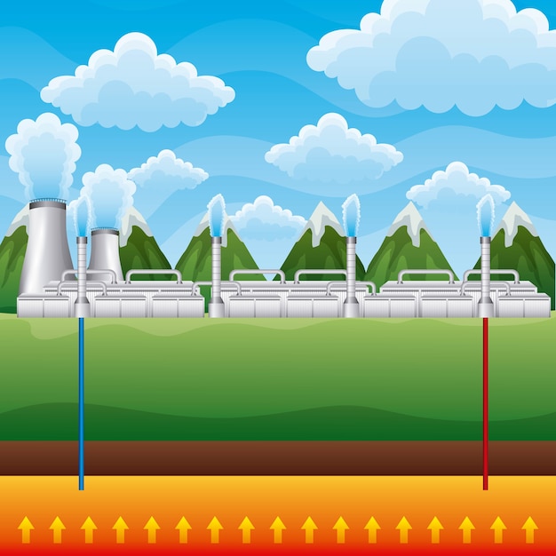 centrale elettrica montagne geotermiche del paesaggio