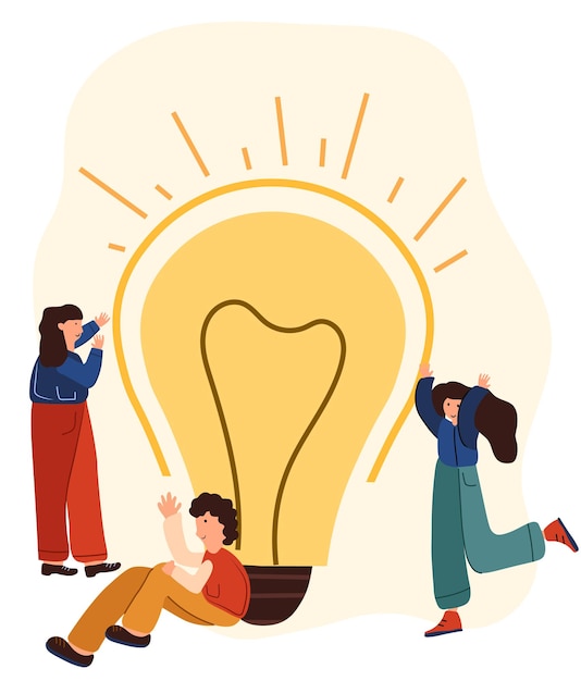 Cerca un'idea brillante, startup. Una lampadina come simbolo dell'avvio della tua attività.