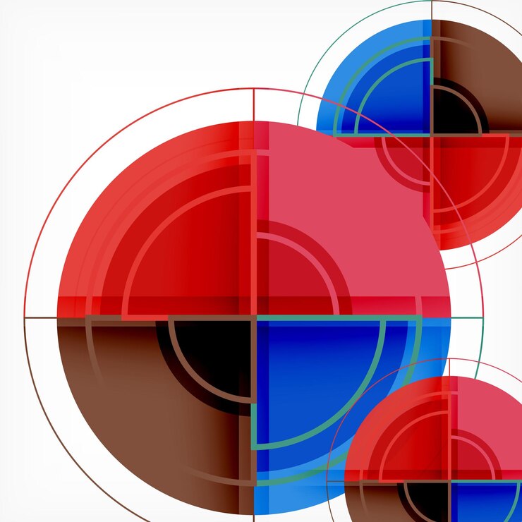 Vettore cerchi creativi sfondo astratto geometrico con effetto 3d