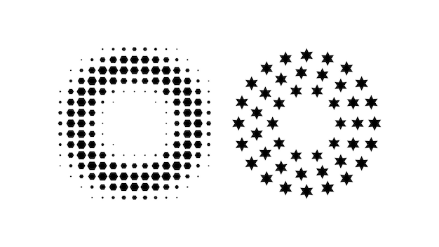 Cerchi mezzitoni e stelle mezzitoni Elemento di design circolare per il logo