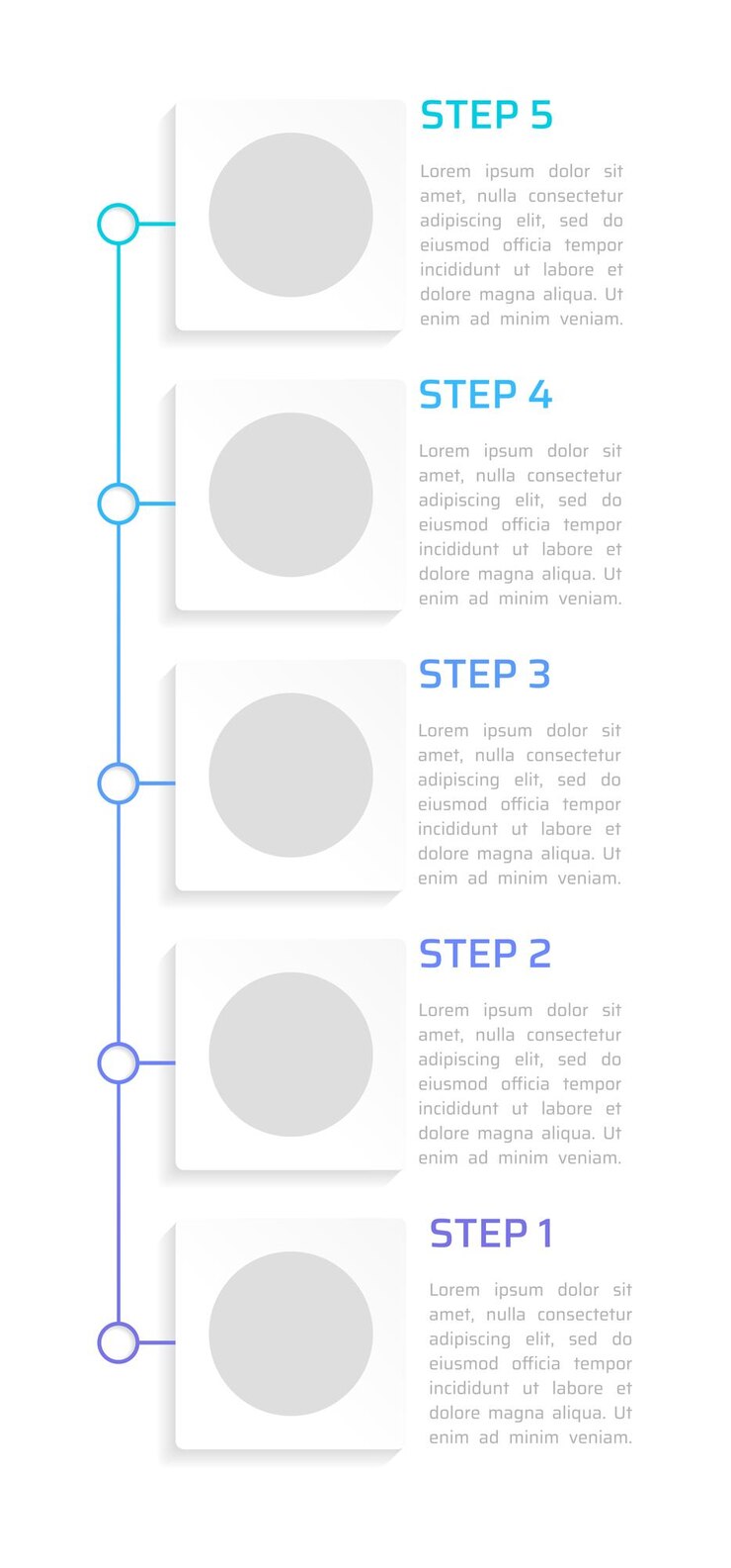 Vettore cerchi vuoti verticali nel modello di progettazione del grafico infografico opzioni quadrate