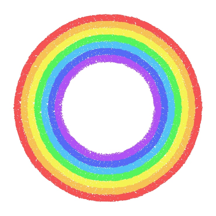 Vettore cerchio color arcobaleno dipinto a mano con pastelli pastello