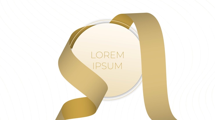 Vettore cerchio con design a nastro volante in concept design oro con sfondo di linee ondulate