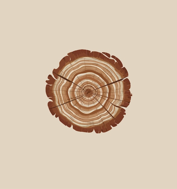 Cerchio di legno ad anello d'albero disegnato a mano modello di anello di albero linea ondulazione cerchio tessuto di legno