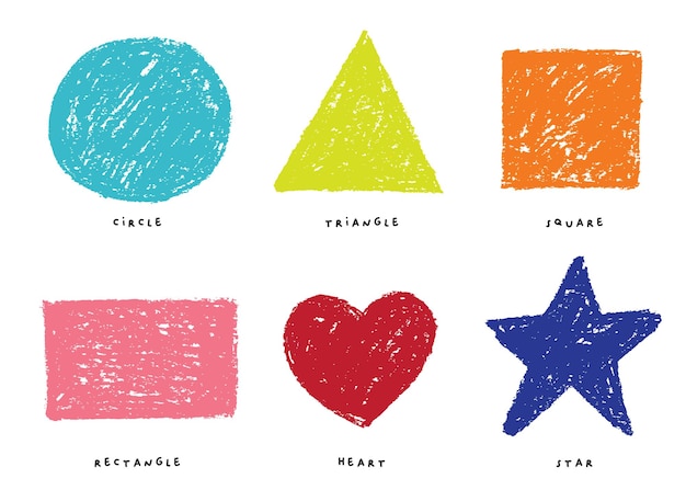 Cerchio disegnato a mano a matita quadrato triangolare insieme di elementi di design forme geometriche