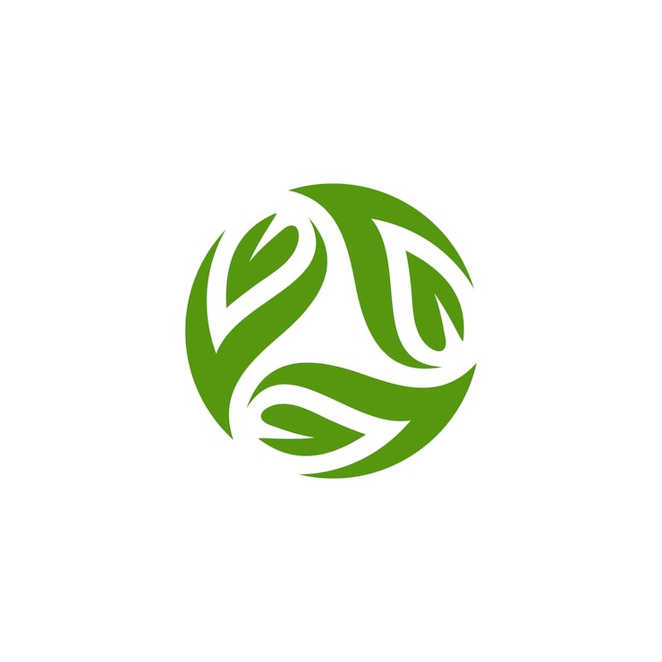 cerchio foglia riciclo logo icona design foglia verde freccia rotazione sospiro ecologia