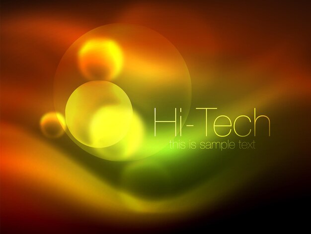 Cerchio incandescente al neon sfocato hitech modello di bolla moderna techno vetro incandescente forme rotonde o sfere sfondo astratto geometrico illustrazione vettoriale