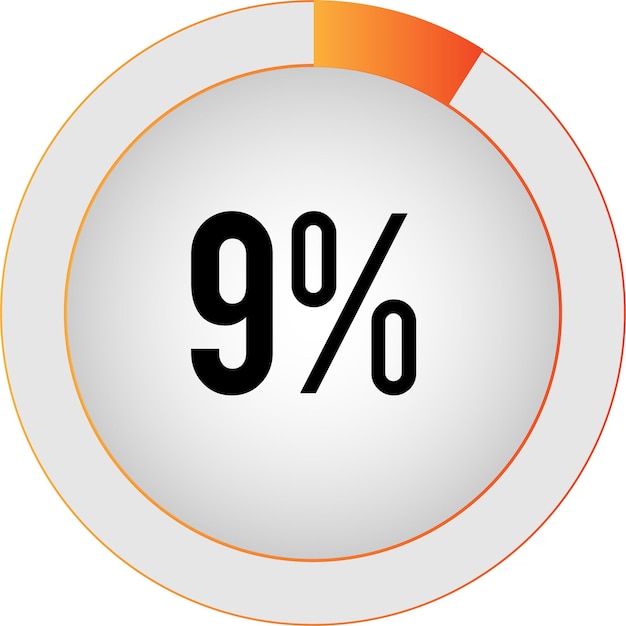Cerchio percentuale 9 diagrammi pronti per l'uso per il web design, interfaccia utente (UI) o infografica