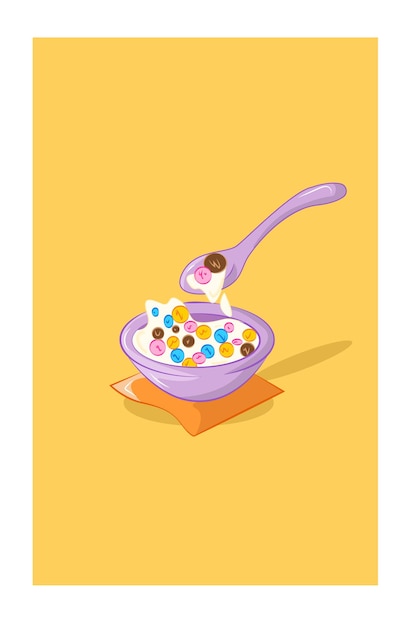 Cereali in una ciotola illustrazioni vettoriali