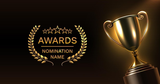 Cerimonia di premiazione nomina nome podio premio d'oro scena dell'evento cerimonia stellare illustrazione vettoriale