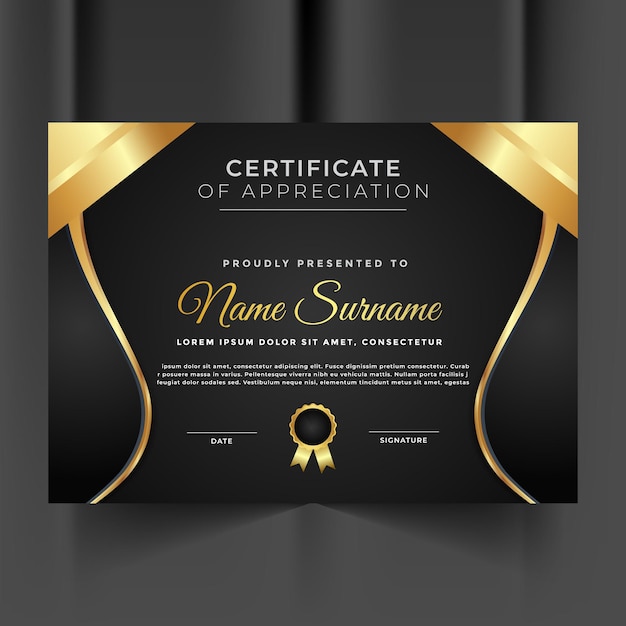 certificato di lusso del modello di apprezzamento