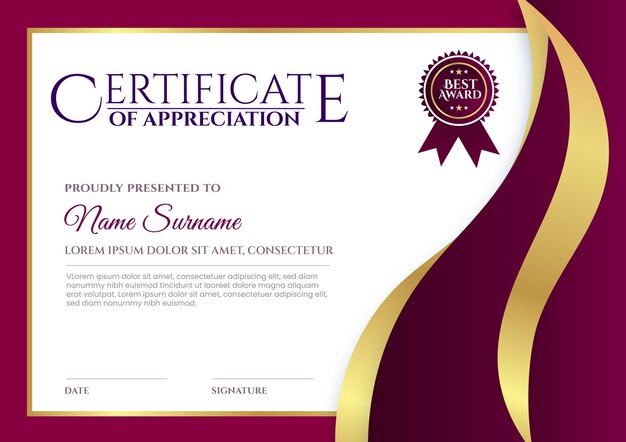 Certificato di lusso rosa