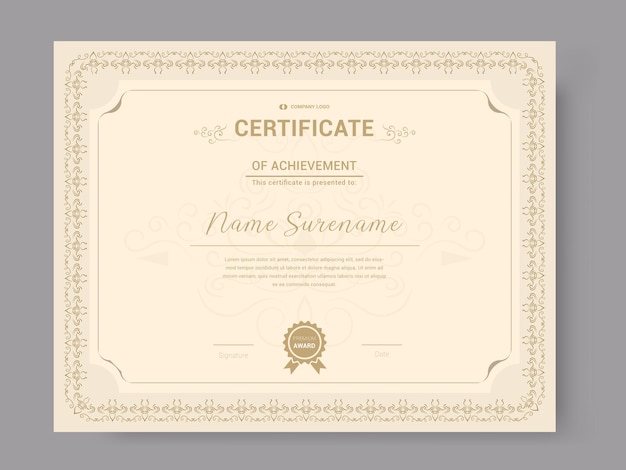 Certificato di riconoscimento Vintage Frame.