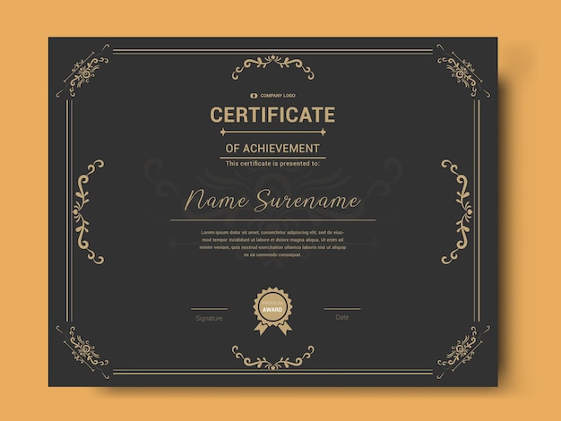 Certificato di riconoscimento Vintage Frame.