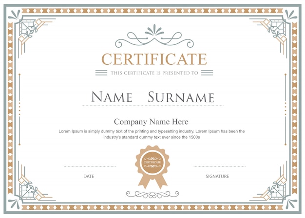 Certificato fiorisce elegante modello vintage vettoriale