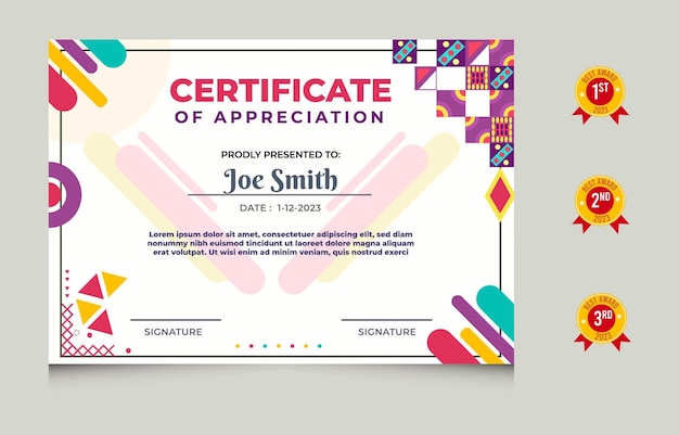 Certificato illustrativo moderno piatto