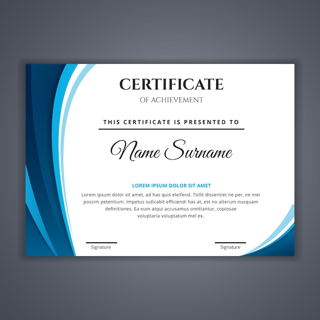 Certificato per modello di successo