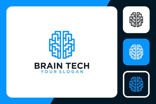 cervello con ispirazione per il design del logo tecnologico