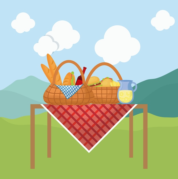 Cestino da picnic con merenda