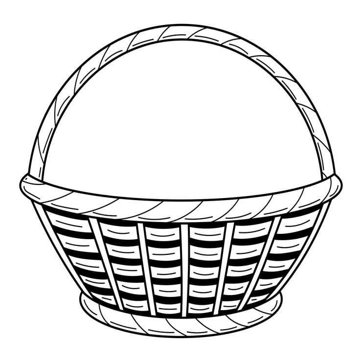 Vettore cesto di viti di salice con schizzo di maniglia illustrazione vettoriale disegnata a mano