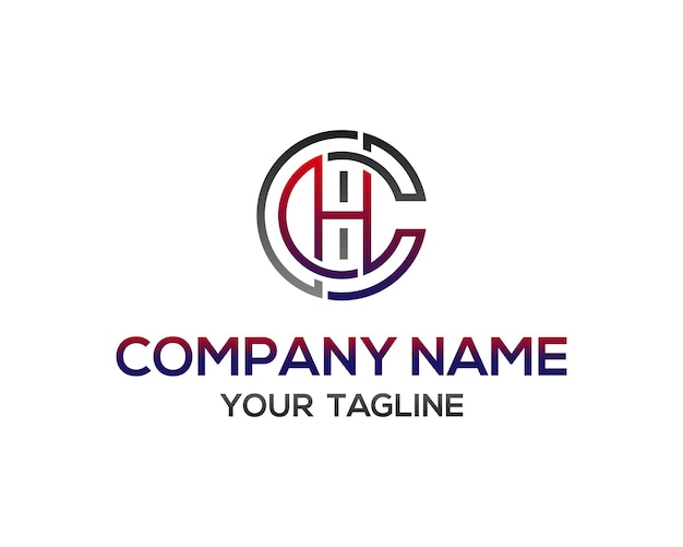 CH o HC Disegno del logo con linee iniziali dell'alfabeto modello vettoriale elegante minimo
