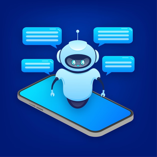 Chat bot piatto per il web design Illustrazione vettoriale isometrica piatta Intelligenza artificiale